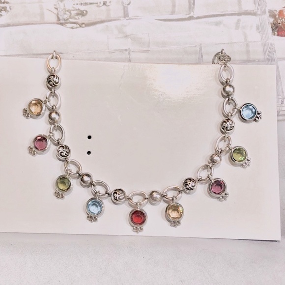 Brighton silver necklace w multi color gems - Picture 6 of 11